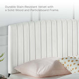 Villa Tapered Wood Leg Performance Velvet Queen Platform Bed in White