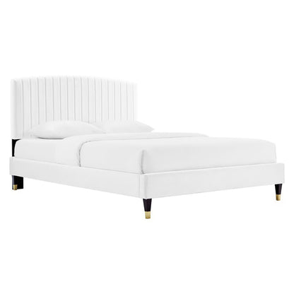 Alessi Performance Velvet Queen Platform Bed by Furniture For America