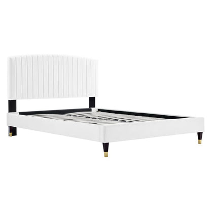 Alessi Performance Velvet Queen Platform Bed by Furniture For America