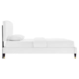 Villa Performance Velvet Queen Platform Bed in White