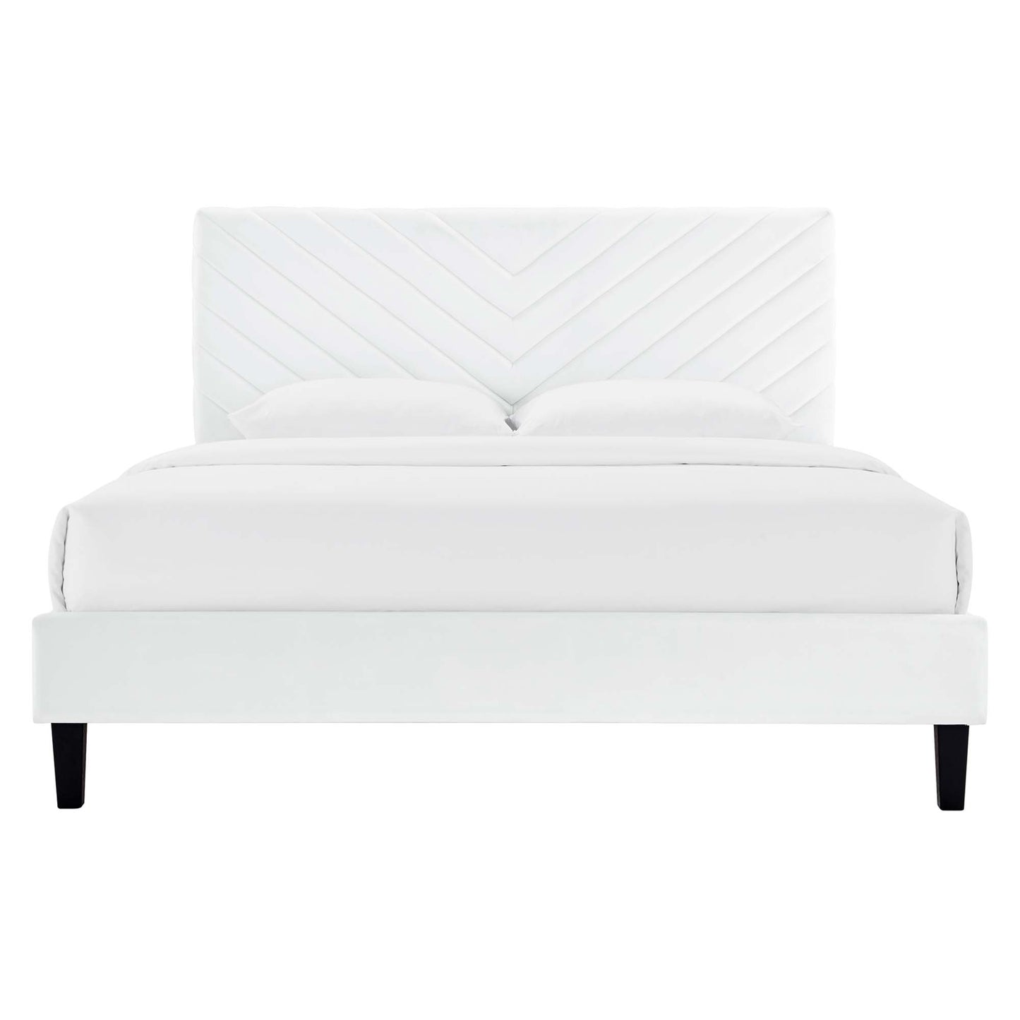 Roxanne Tapered Wood Leg Performance Velvet Queen Platform Bed by Furniture For America