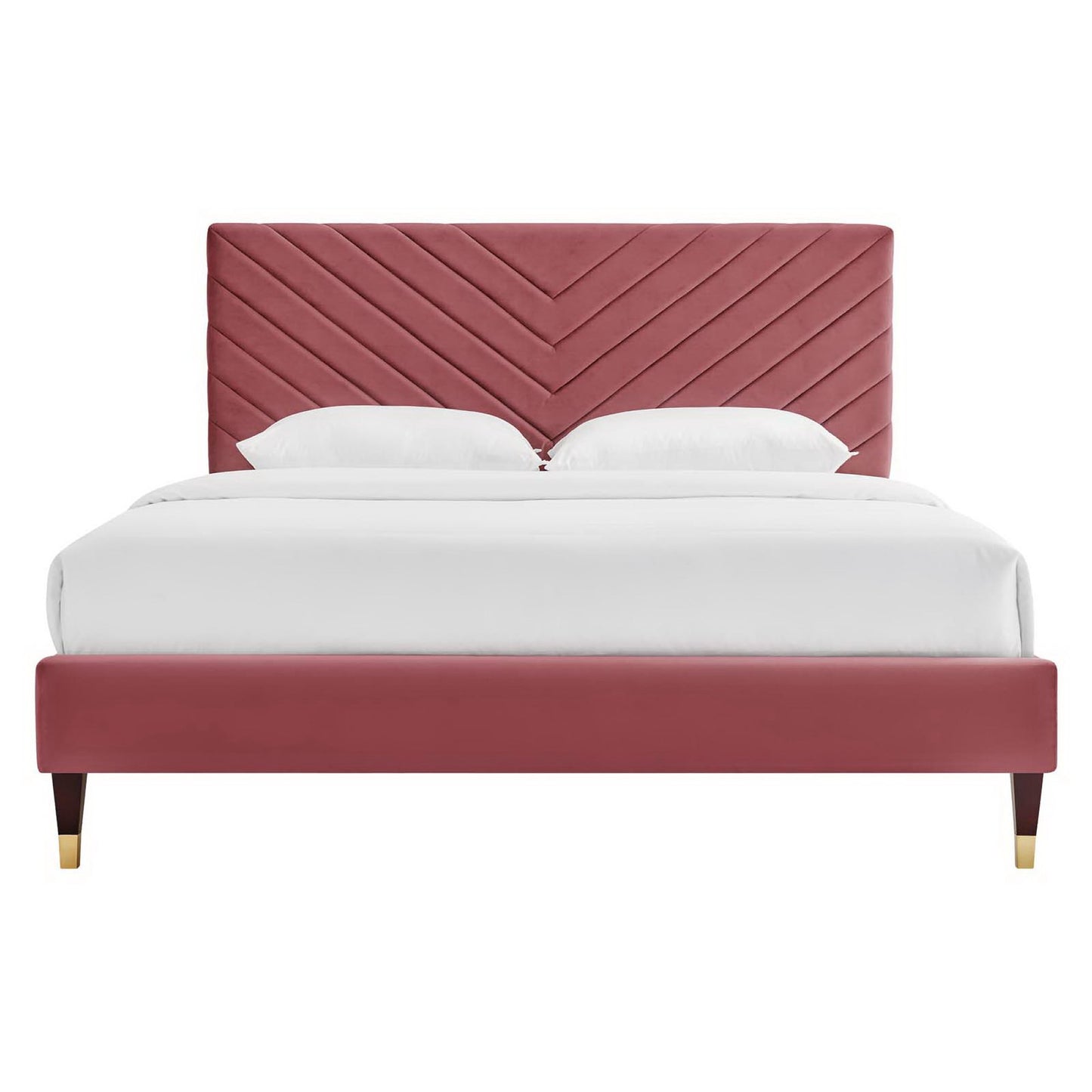 Roxanne Performance Velvet Queen Platform Bed by Furniture For America