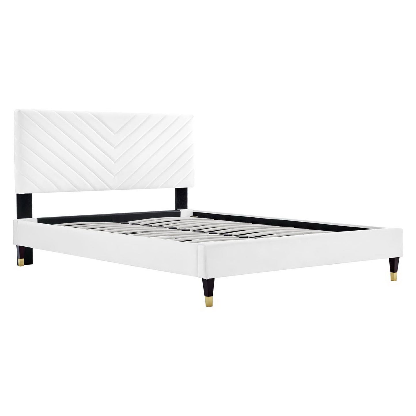 Roxanne Performance Velvet Queen Platform Bed by Furniture For America