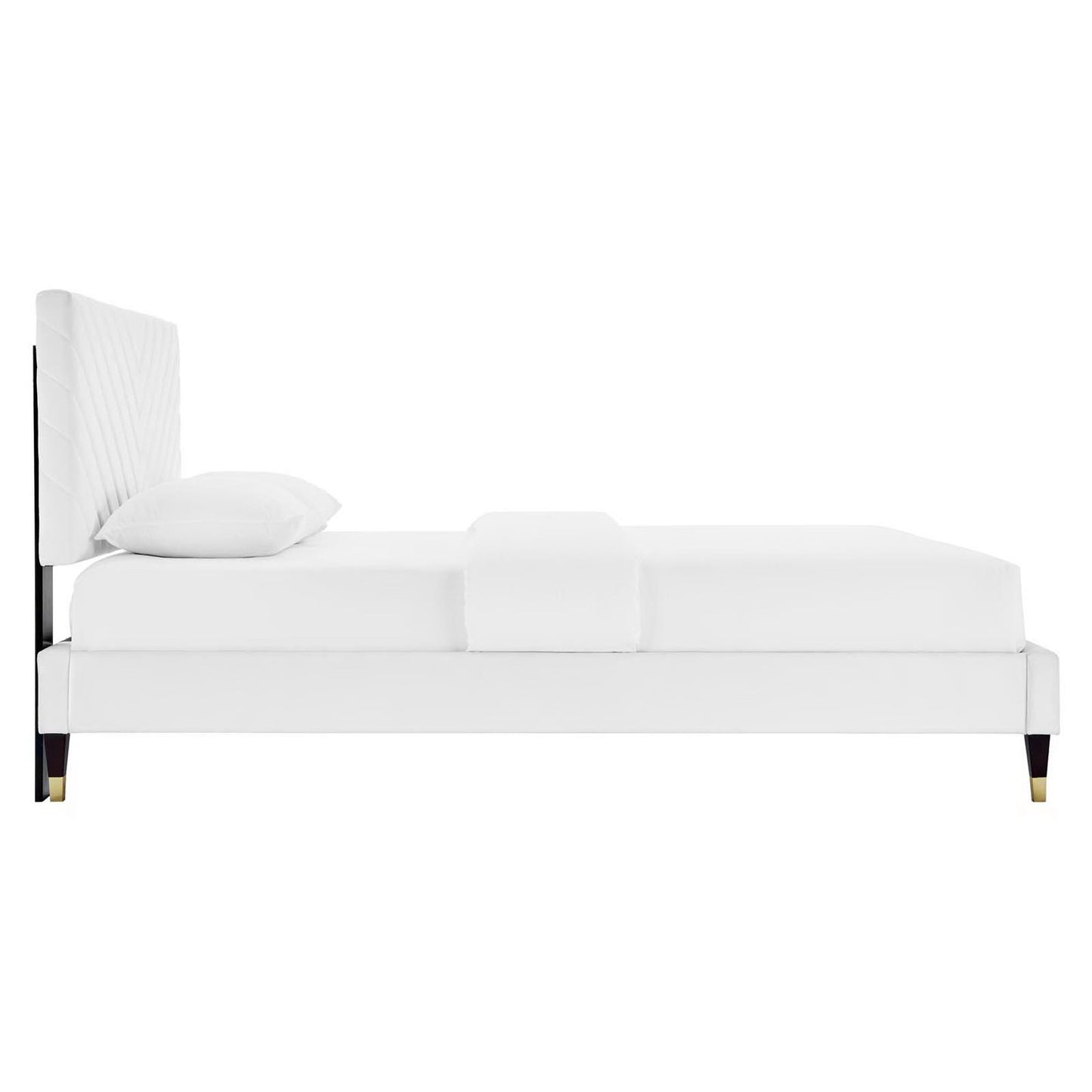 Roxanne Performance Velvet Queen Platform Bed by Furniture For America