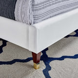 Tartan Performance Velvet Queen Platform Bed in White
