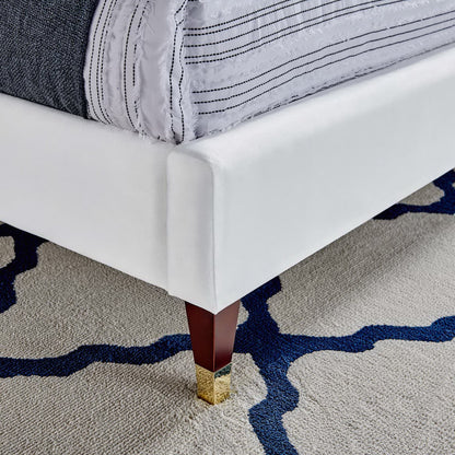 Roxanne Performance Velvet Queen Platform Bed by Furniture For America