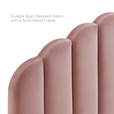 Dome Tapered Wood Leg Performance Velvet Queen Platform Bed in Dusty Rose