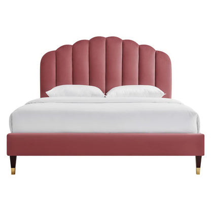 Daisy Performance Velvet Queen Platform Bed by Furniture For America