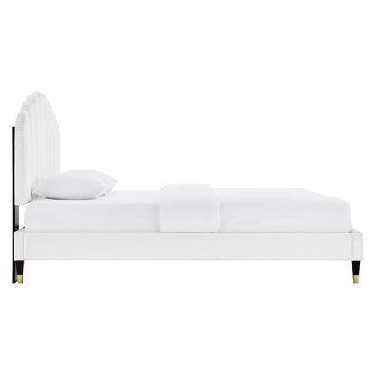 Daisy Performance Velvet Queen Platform Bed by Furniture For America