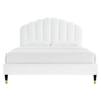 Daisy Performance Velvet Queen Platform Bed by Furniture For America