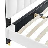 Dome Performance Velvet Queen Platform Bed in White