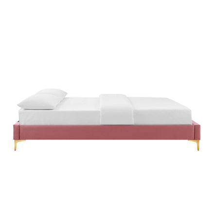 Sutton Performance Velvet Full Bed Frame in Dusty Rose