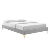 Ochre Performance Velvet Full Bed Frame in Light Gray