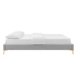 Ochre Performance Velvet Full Bed Frame in Light Gray