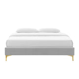 Ochre Performance Velvet Full Bed Frame in Light Gray
