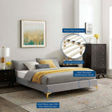 Ochre Performance Velvet Full Bed Frame in Light Gray