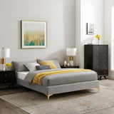 Ochre Performance Velvet Full Bed Frame in Light Gray