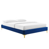 Ochre Performance Velvet Full Bed Frame in Navy