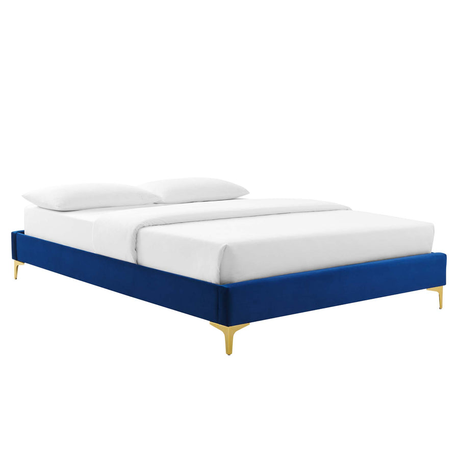 Ochre Performance Velvet Full Bed Frame in Navy