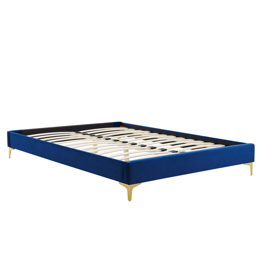 Ochre Performance Velvet Full Bed Frame in Navy