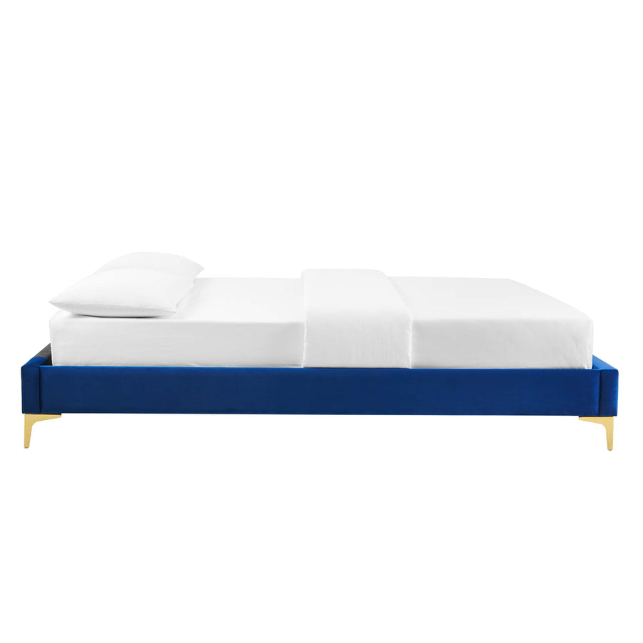 Ochre Performance Velvet Full Bed Frame in Navy