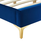 Ochre Performance Velvet Full Bed Frame in Navy