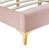Ochre Performance Velvet Full Bed Frame in Pink