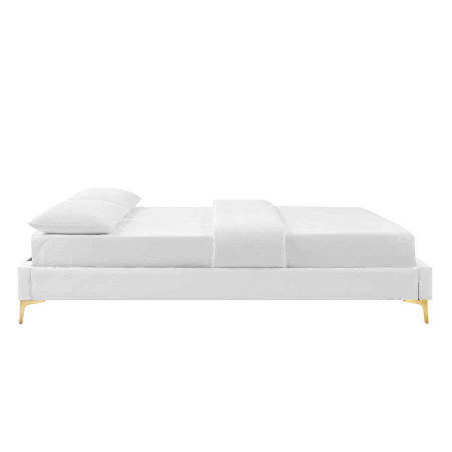 Ochre Performance Velvet Full Bed Frame in White
