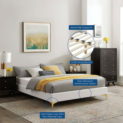 Sutton Performance Velvet Full Bed Frame by Furniture For America