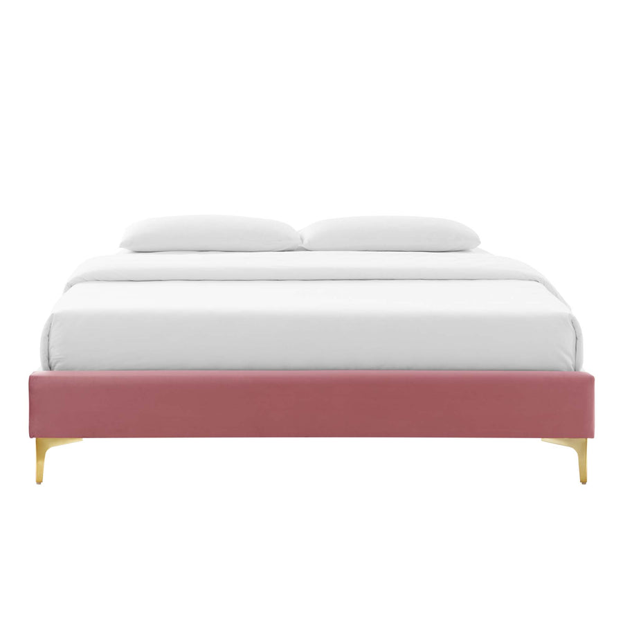 Ochre Performance Velvet King Bed Frame in Dusty Rose