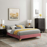 Ochre Performance Velvet King Bed Frame in Dusty Rose