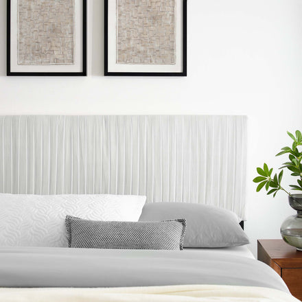 Eloise Channel Tufted Performance Velvet Full/Queen Headboard in White