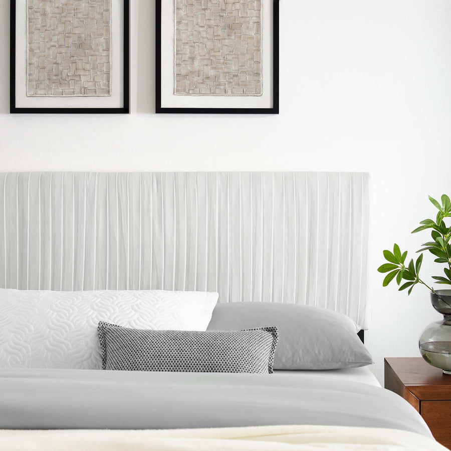 Mira Channel Tufted Performance Velvet Full/Queen Headboard in White