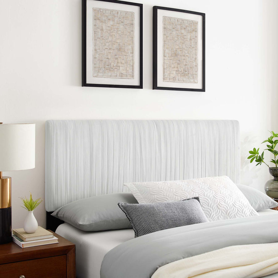 Mira Channel Tufted Performance Velvet Full/Queen Headboard in White