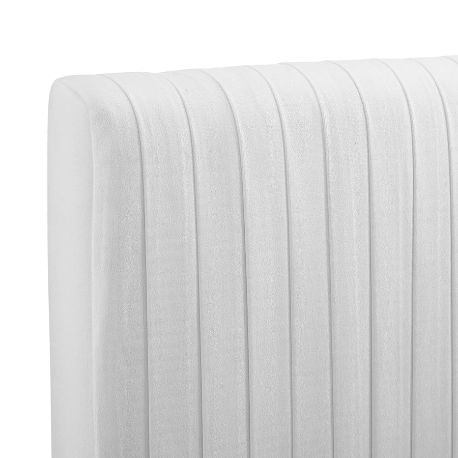 Mira Channel Tufted Performance Velvet Full/Queen Headboard in White