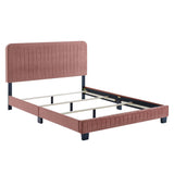Sutton Channel Tufted Performance Velvet Queen Bed in Dusty Rose