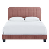 Sutton Channel Tufted Performance Velvet Queen Bed in Dusty Rose