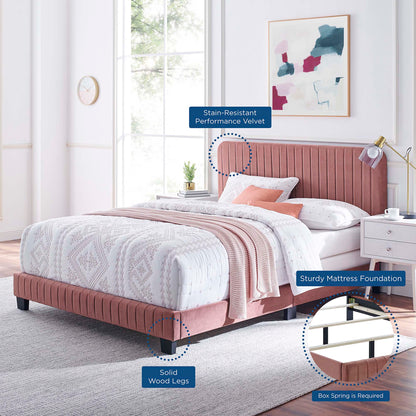 Celine Channel Tufted Performance Velvet Queen Bed by Furniture For America