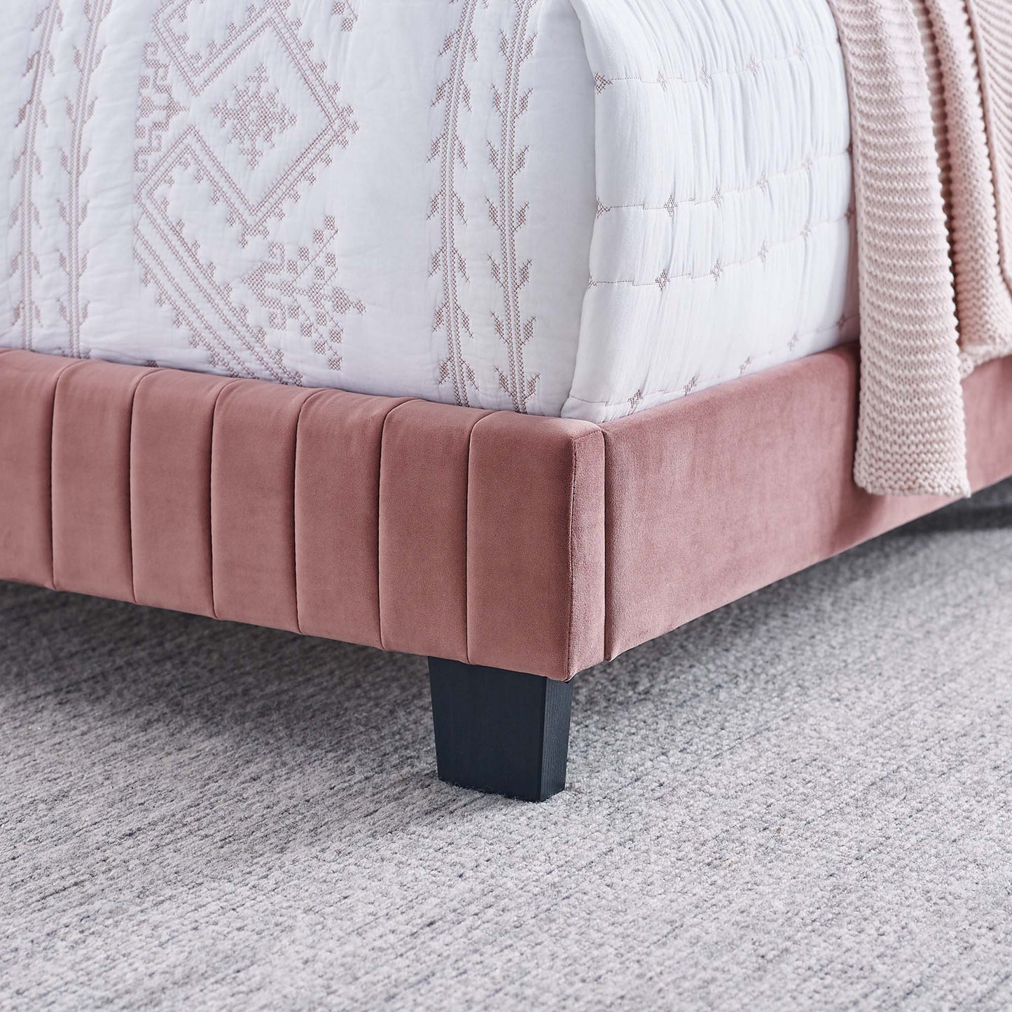 Celine Channel Tufted Performance Velvet Queen Bed by Furniture For America