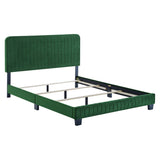 Sutton Channel Tufted Performance Velvet Queen Bed in Emerald