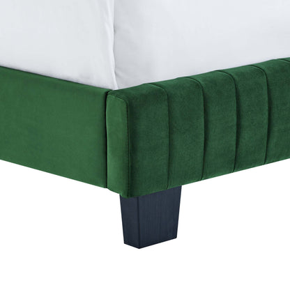 Celine Channel Tufted Performance Velvet Queen Bed by Furniture For America