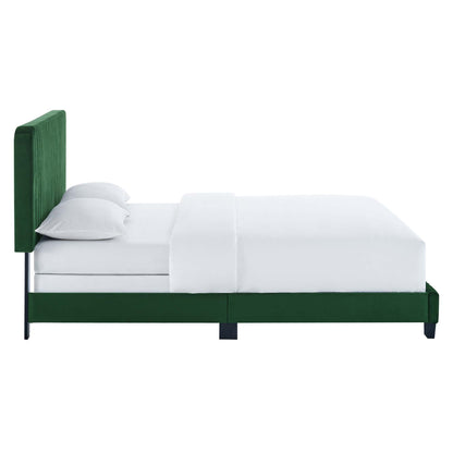 Celine Channel Tufted Performance Velvet Queen Bed by Furniture For America