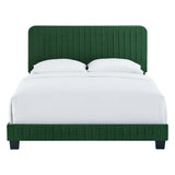 Sutton Channel Tufted Performance Velvet Queen Bed in Emerald