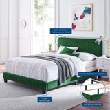 Sutton Channel Tufted Performance Velvet Queen Bed in Emerald