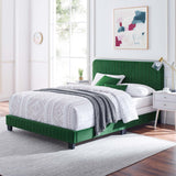Sutton Channel Tufted Performance Velvet Queen Bed in Emerald