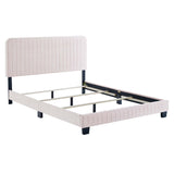 Sutton Channel Tufted Performance Velvet Queen Bed in Pink