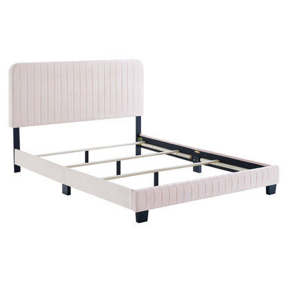 Celine Channel Tufted Performance Velvet Queen Bed by Furniture For America
