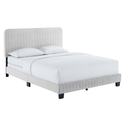 Celine Channel Tufted Performance Velvet Full Bed by Furniture For America