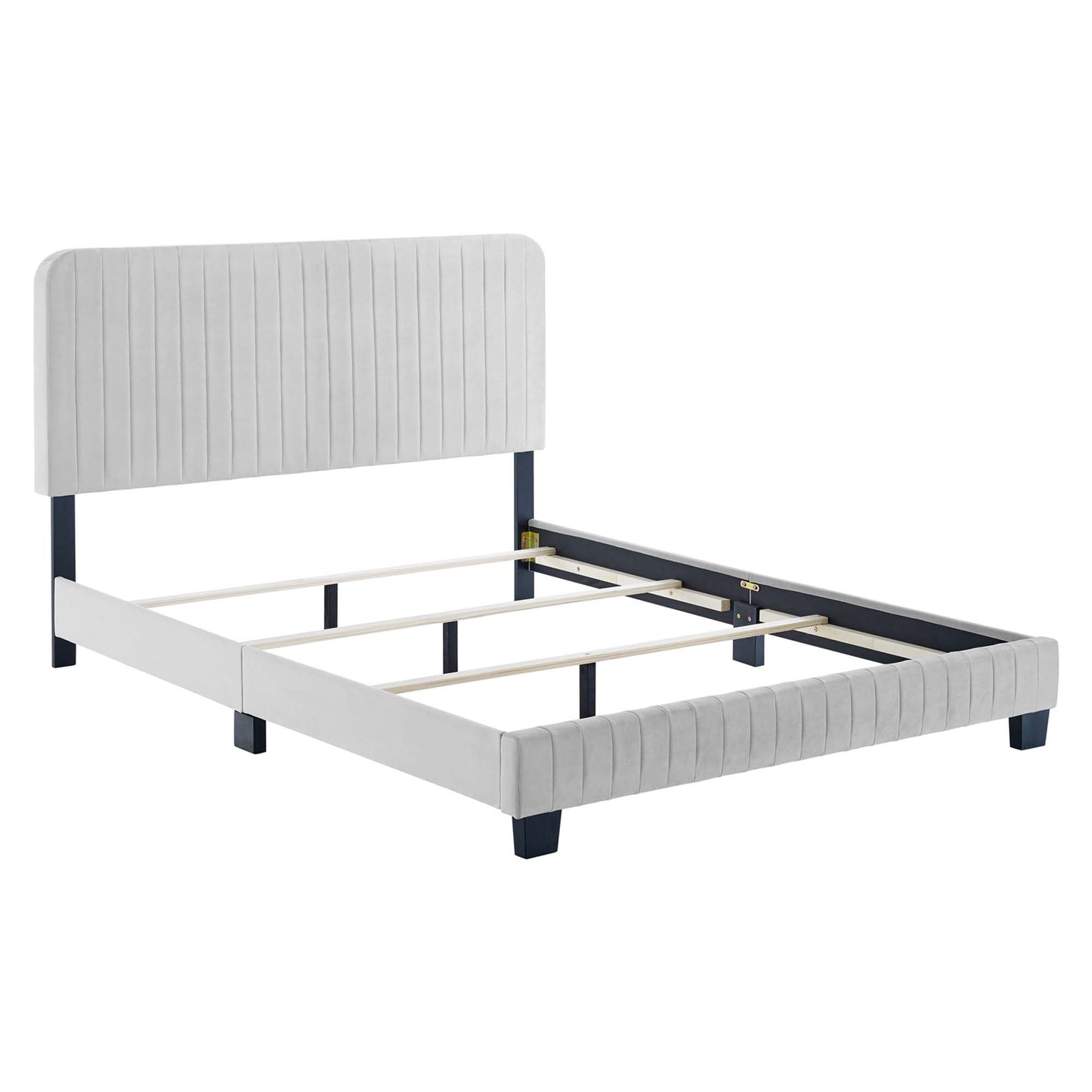 Celine Channel Tufted Performance Velvet Full Bed by Furniture For America