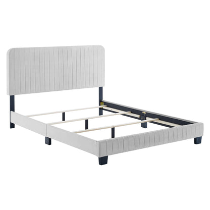 Celine Channel Tufted Performance Velvet Full Bed by Furniture For America
